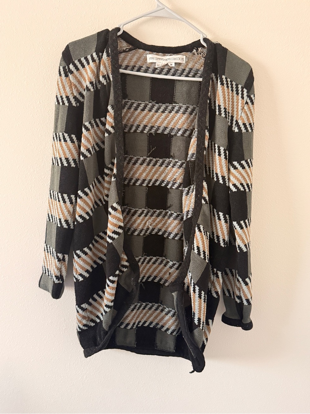 Open-Front Plaid Pattern Women's Cardigan Sweater - Black, Gray, Tan